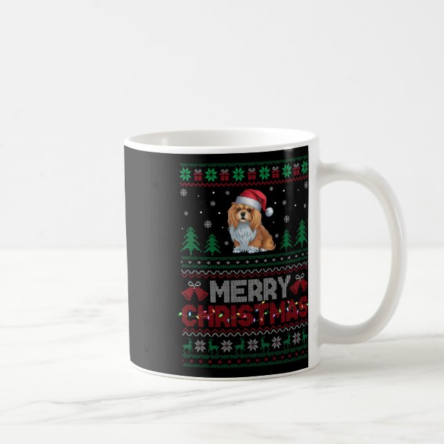 Caneca De Café Lhasa Apso Cachorro Amava Santa Hat Árvore de Nata (Direita)