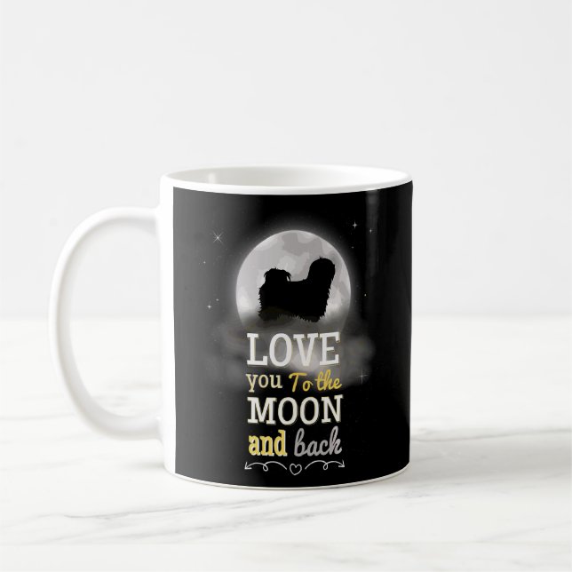 Caneca De Café Lhasa Apso Cão Amor À Lua (Esquerda)
