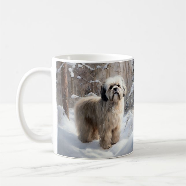 Caneca De Café Lhasa Apso Deixe-A Neve Natal (Esquerda)