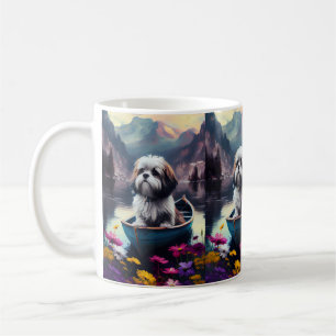 Caneca De Café Lhasa Apso em um Paddle: Uma Aventura Cênica