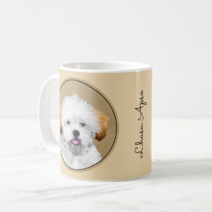 Caneca De Café Lhasa Apso Puppy Painting - Arte De Cachorro Origi