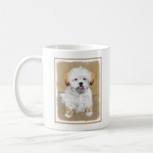 Caneca De Café Lhasa Apso Puppy Painting - Arte De Cachorro Origi