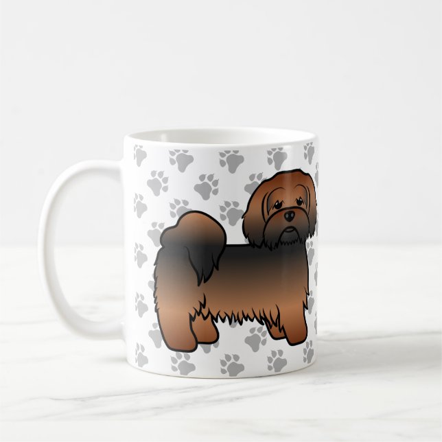 Caneca De Café Lhasa Apso Sable Vermelho Cachorro de Desenho Anim (Esquerda)