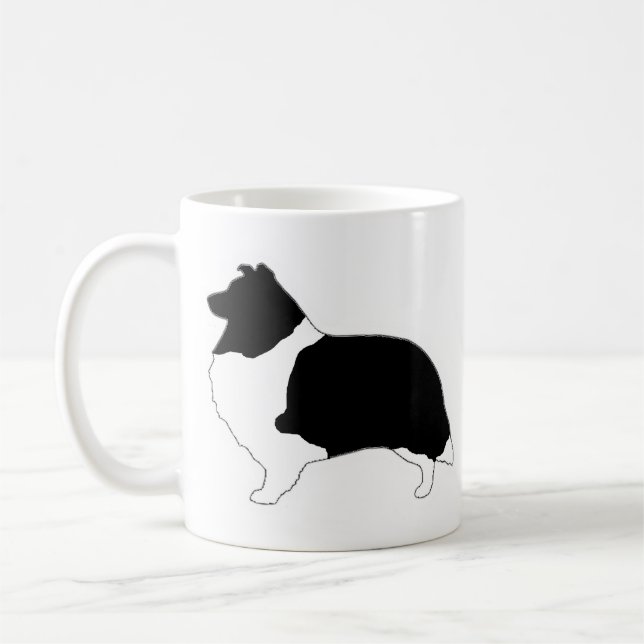 Caneca De Café Lhouette Shetland Sheepdog Black and White (Esquerda)