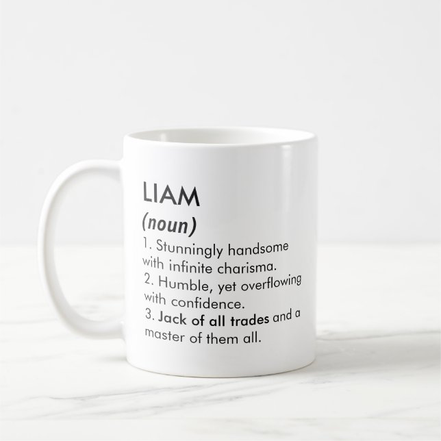 Caneca De Café Liam name, Editable name, Custom name (Esquerda)