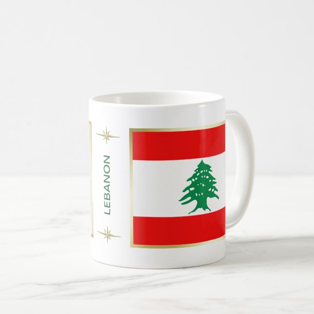 Caneca De Café Líbano Flag + Map Mug (Frente Esquerda)