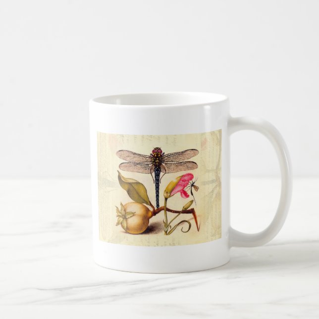 Caneca De Café Libélula Arte Botânico da Natureza Hoefnagel (Direita)