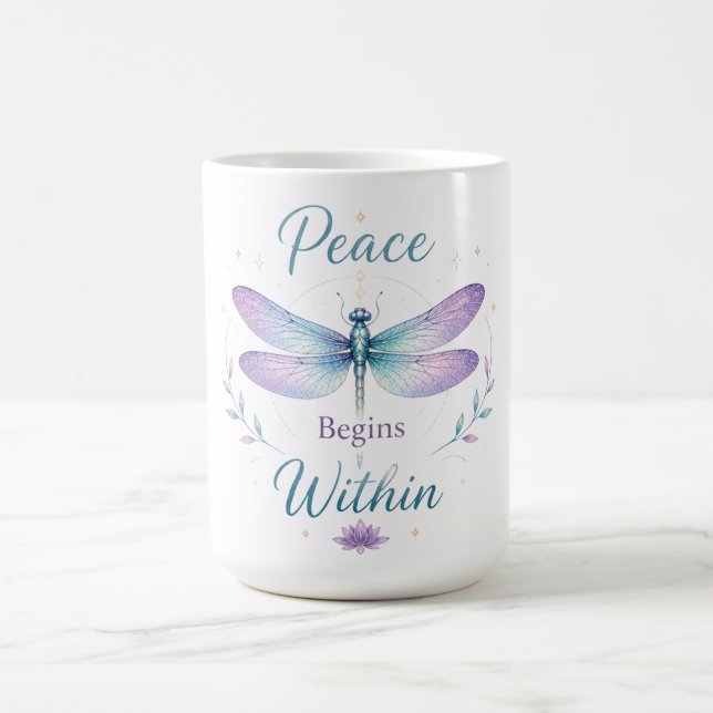 Caneca De Café Libélula Inspiradora/A Paz Começa Dentro (Centro)