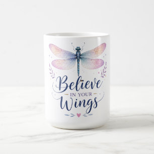 Caneca De Café Libélula Inspiradora/Acredite Em Suas Asas