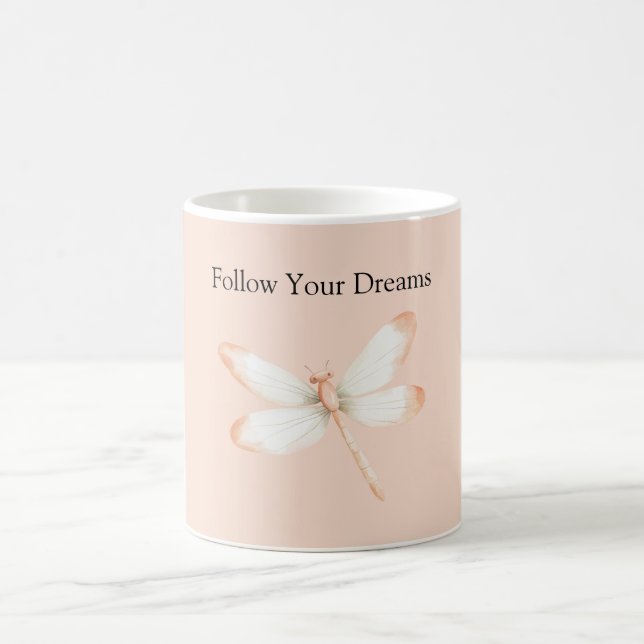 Caneca De Café Libélula Sonhos de Pêssego (Centro)