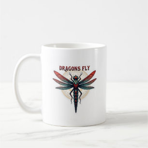 Caneca De Café Libélula Steampunk Usinada Legal - Dragões Voam -