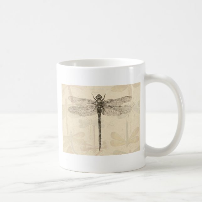 Caneca De Café Libélula Vintage Antiga Clássica Natureza (Direita)