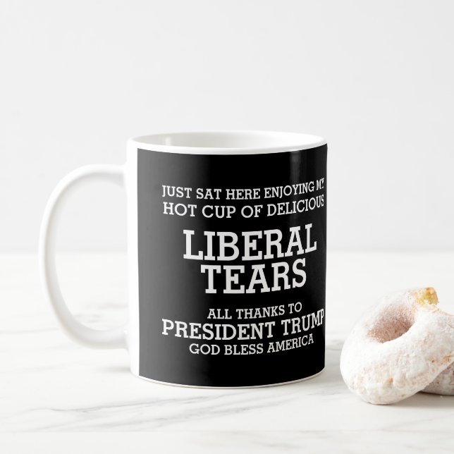 Caneca De Café Liberal Lágrimas Presidente Trump (Com Donut)