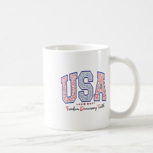 Caneca De Café Liberdade Democracia Verdade EUA Anti-trump 4 De J