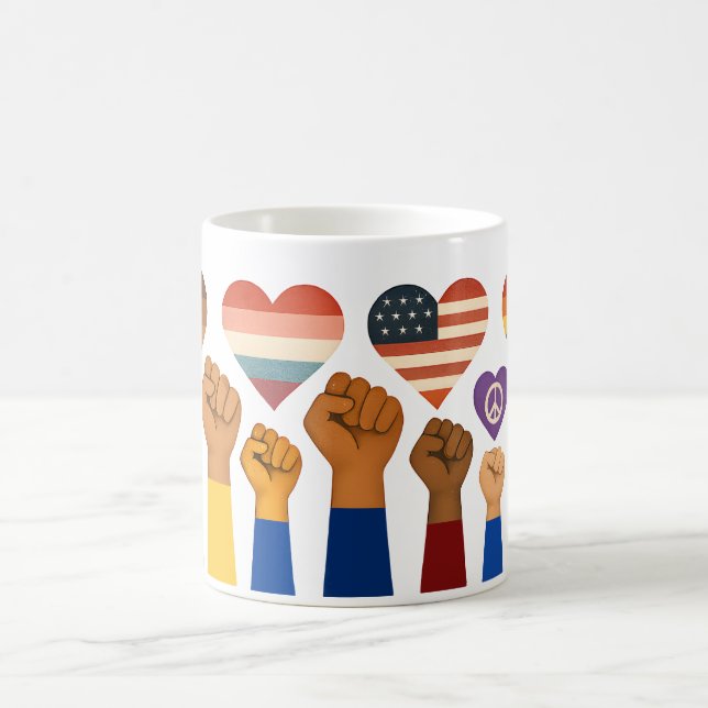 Caneca De Café Liberdade e justiça para todos protestam (Centro)