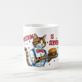 Caneca De Café Liberdade é servida - Gato de gato engraçado