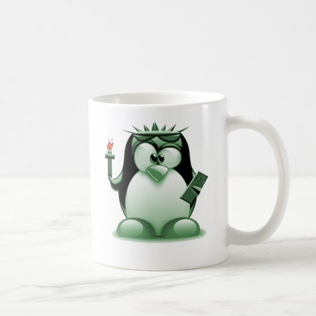 Caneca De Café Liberdade Tux (Linux Tux) (Direita)