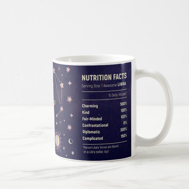 Caneca De Café Libra Fala em nutrição Engraçada Estrelas do Horos (Direita)