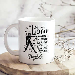 Caneca De Café Libra Zodiac Horoscope Nome Personalizado