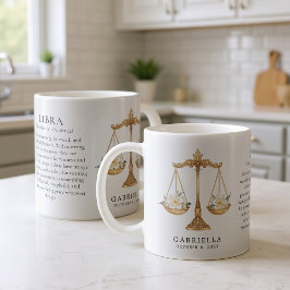 Caneca De Café Libra Zodiac Sign Horoscope Personalized Gift