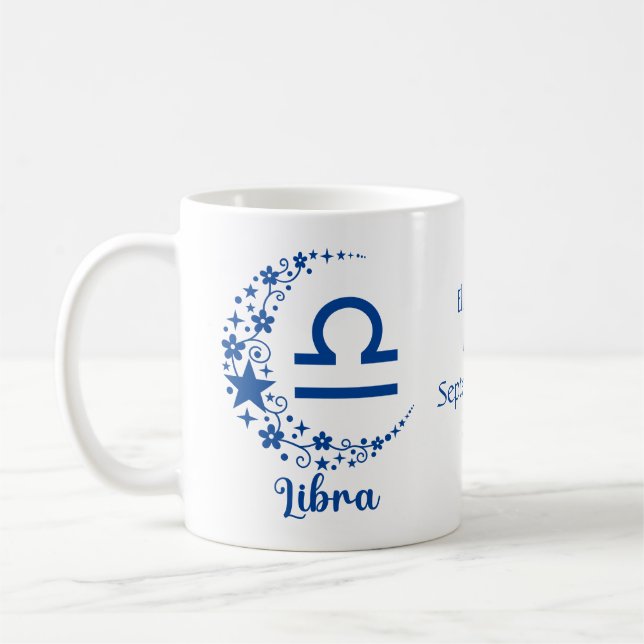 Caneca De Café Libra Zodiac - Sinal de Astrologia Aniversário Azu (Esquerda)
