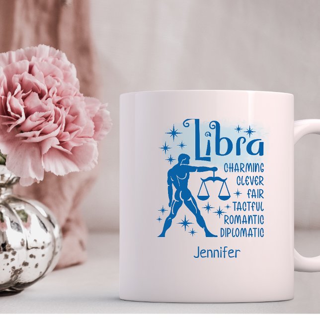 Caneca De Café Libra Zodiac Traços Personalizados Horoscópio (Criador carregado)