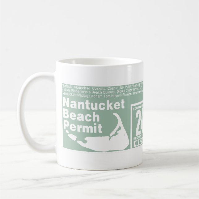 Caneca De Café Licença de praia Nantucket 2024 verde (Esquerda)