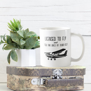 Caneca De Café Licenciado para Voar e Contar Piadas de Papai, Avi