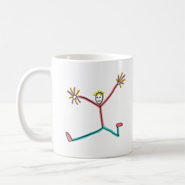 Caneca De Café Liderança de Torcida Saltando Figura de Palito (Esquerda)