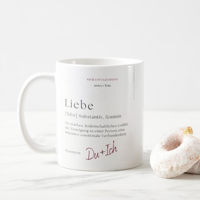 Caneca De Café Liebe personalisierbare Tasse zum Valentinstag  (Com Donut)