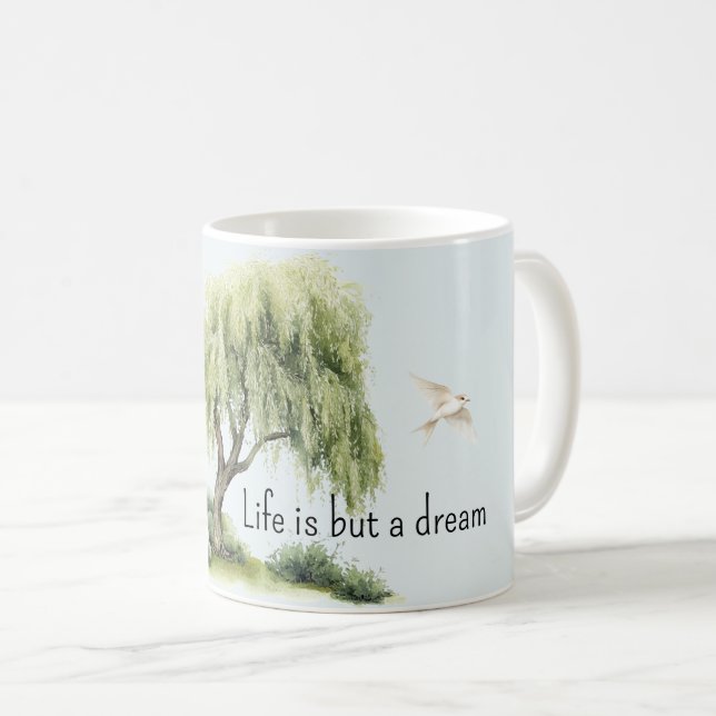 Caneca De Café Life is a dream Tree Birds (Frente Esquerda)