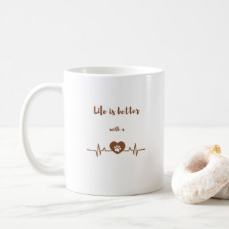 Caneca De Café Life is Better with a Dog Heartbeat Coffee Mug
