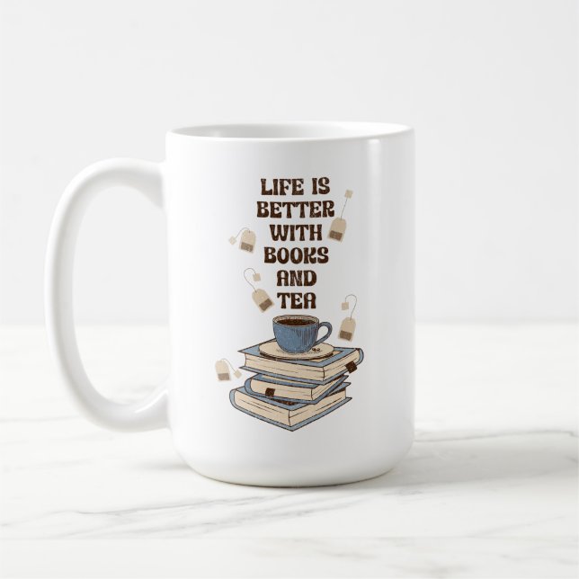 Caneca De Café Life is better with books and tea (Esquerda)