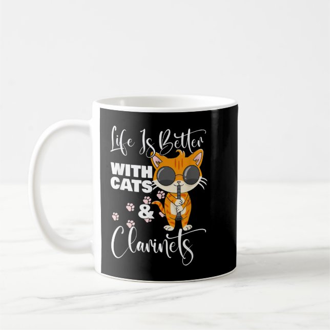 Caneca De Café Life Is Better With Cats And Clarinets Kitty Clari (Esquerda)