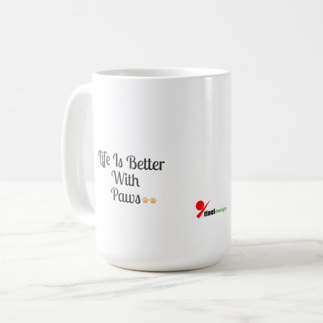 Caneca De Café Life Is Better With Paws (Frente Esquerda)