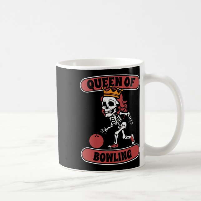Caneca De Café Liga da Equipe de Esqueleto da boliche - Rainha do (Direita)