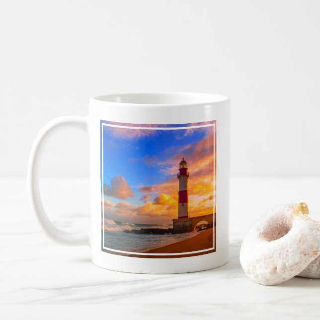 Caneca De Café Lighthouses | Itapuã Brazil Lighthouse (Com Donut)