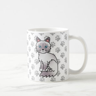 Caneca De Café Lilac Point Tabby Birman / Ragdoll Cute Cat & Paws