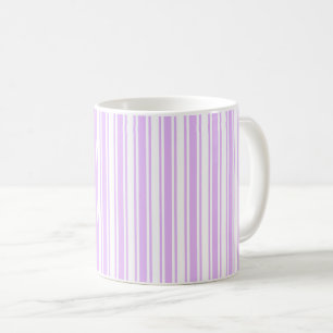 Caneca De Café Lilac, púrpura e tiras doces brancas