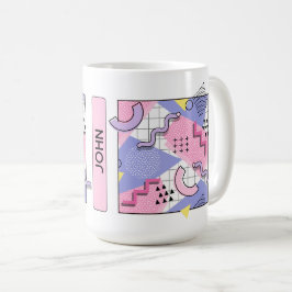 Caneca De Café Lilac Rosa Ativo do anos 80 Memphis