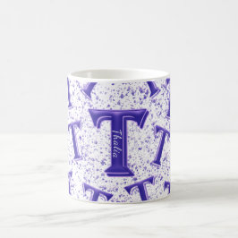 Caneca De Café Lilac Roxo Moderno Monograma Personalizado Nome Di