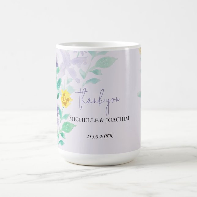 Caneca De Café Lilás Colorido Floral Boho Aquarela (Centro)