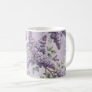 Caneca De Café Lilases Flores de Lilases Verde Salvia Lavanda Emp