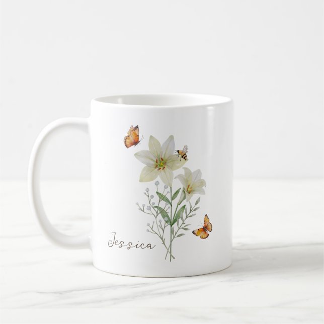 Caneca De Café Lily Birth Month Flower (Esquerda)