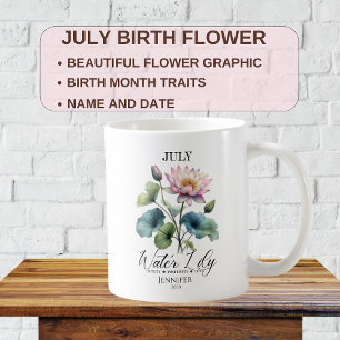 Caneca De Café Lily de Água da Flor de Aniversário para Julho Per