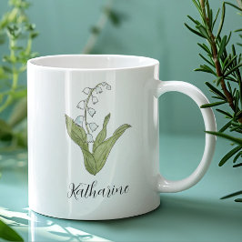 Caneca De Café Lily do Vale Elegante Personalizado Floral