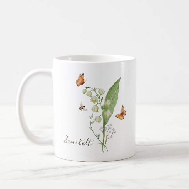 Caneca De Café Lily of the Valley Birth Month Flower (Esquerda)
