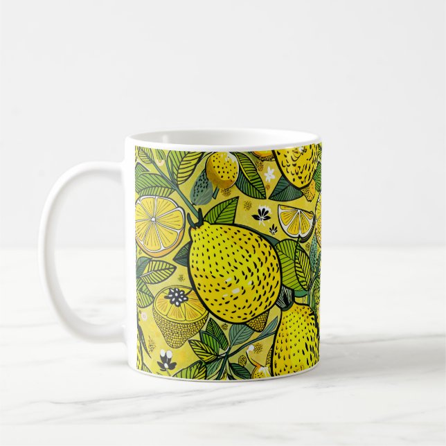 Caneca De Café Limão-amarelo e jardim de abelhas (Esquerda)