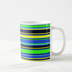 Caneca De Café Limão Amarelo-Estriado, Azul-Escuro