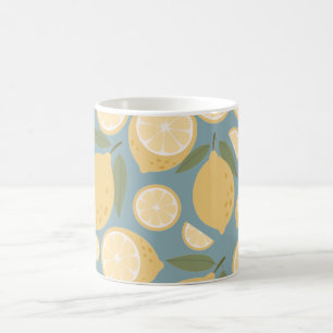 Caneca De Café Limão Amarelo Padrão Sem Costura